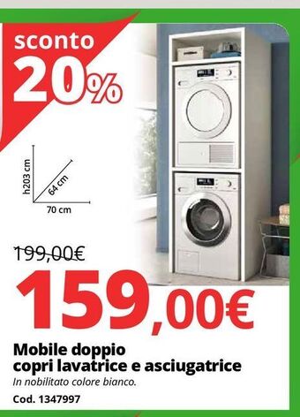 Brico Io Mobile doppio copri lavatrice e asciugatrice offerta