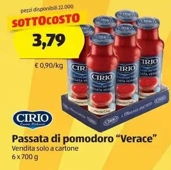 ALDI Passata di pomodoro "verace" cirio offerta