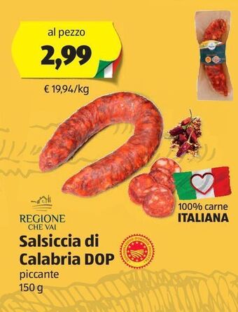 ALDI Salsiccia di calabria dop offerta