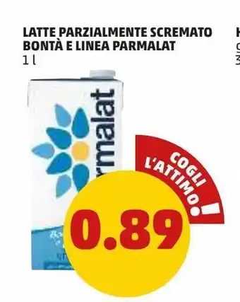 PENNY Latte parzialmente scremato bontà e linea 1l parmalat offerta