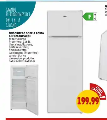 PENNY Frigorifero doppia porta akai offerta