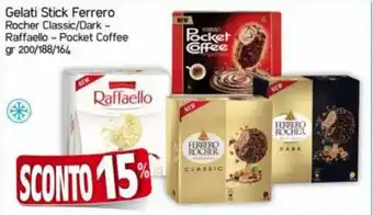 Kanguro Ferrero Gelati Stick Rocher Classic/Dark-Raffaello-Pocket Coffee gr 200/188/164 offerta