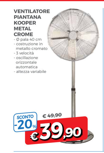 Ventilatore Piantana Kooper Metal Crome