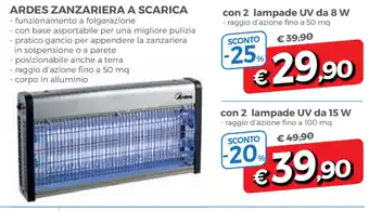 Famila Ardes Zanzariera A Scarica con 2 lampade UV da 8W offerta