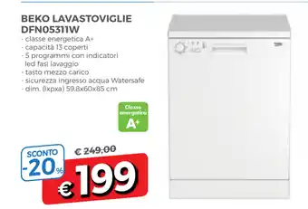 Famila Beko Lavastoviglie DFN05311W 59.8x60x85cm offerta