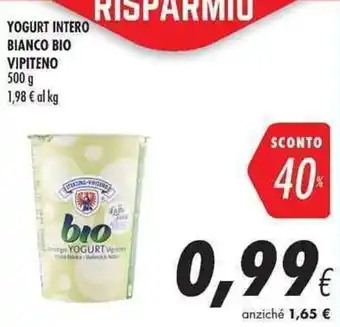 Coop Yogurt Intero Bianco Bio Vipiteno 500g offerta