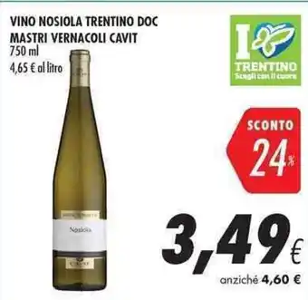 Vino Nosiola Trentino DOC Mastri Vernacoli Cavit 750ml