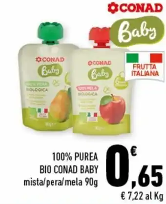 Conad City Conad Baby Bio 100% Purea 90 g offerta