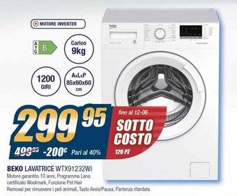 Sinergy Beko Lavatrice WTX91232WI offerta