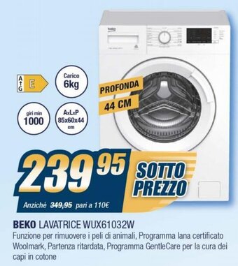 Sinergy Beko Lavatrice WUX61032W offerta