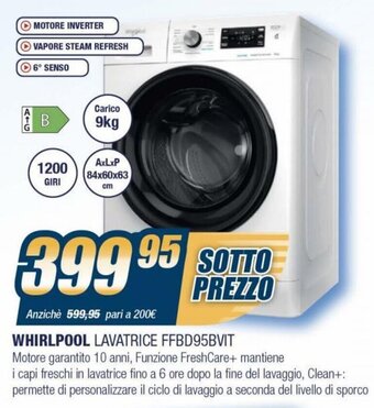 Sinergy Whirlpool Lavatrice FFBD95BVIT offerta