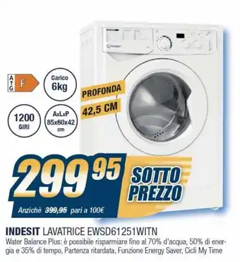 Sinergy Indesit Lavatrice EWSD61251WITN offerta