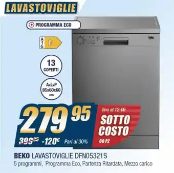 Sinergy Beko Lavastoviglie DFN05321S offerta