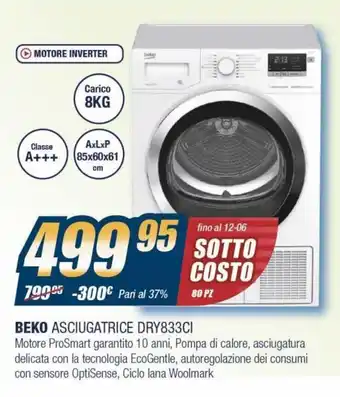 Sinergy Beko Asciugatrice DRY833CI offerta