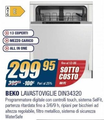Sinergy Beko Lavastoviglie DIN34320 offerta