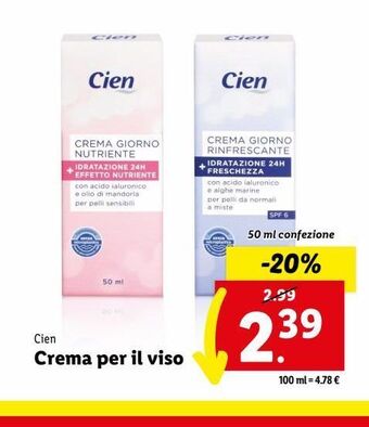 Lidl Crema viso cien 50 ml offerta