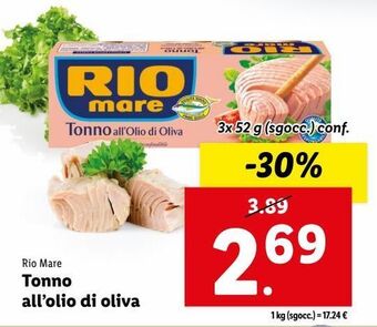 Lidl Tonno in olio d'oliva rio mare 3x52g offerta