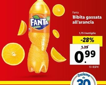 Lidl Bibita gassata all'arancia fanta 1.75 l offerta
