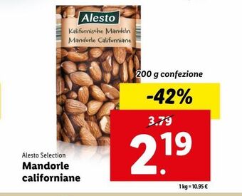 Lidl Alesto selection mandorle californiane 200g offerta