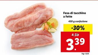Lidl Fesa di tacchino a fette 450g offerta