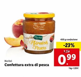 Lidl Maribel confettura exta di pesca 450g offerta