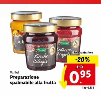 Lidl Meribel preaparazione spalmabile alla frutta 250g offerta