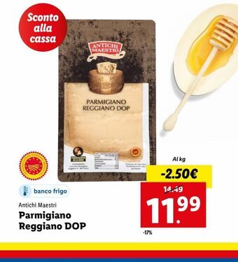 Lidl Parmigiano reggiano dop  antichi maestri al kg offerta