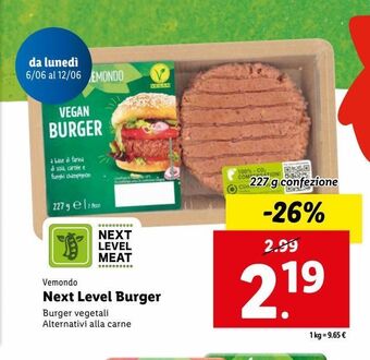 Lidl Vemondo next level burger 227g offerta