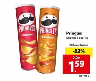 Lidl Pringles original o paprika 200g offerta