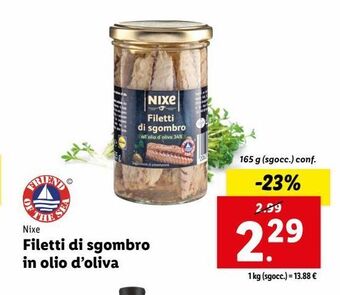 Lidl Nixe filetti di sgombro in olio di oliva 165 g offerta