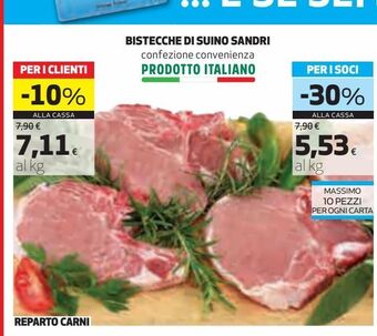 Coop Bistecche di suino sandri offerta