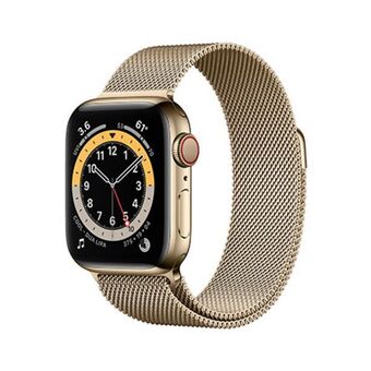 Apple watch series 6 gps + cellular 44mm acciaio oro con cinturino loop in  maglia milanese oro offerta di Juice