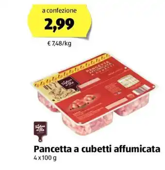 ALDI Il tagliere del re pancetta a cubetti affumicata 4x100 g offerta