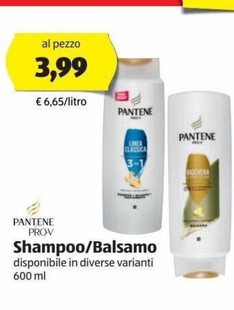ALDI Pantene shampoo / balsamo disponibile in diverse varianti 600 ml offerta