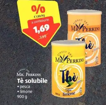 ALDI Mr. Perkins Tè solubile pesca limone 900 g offerta