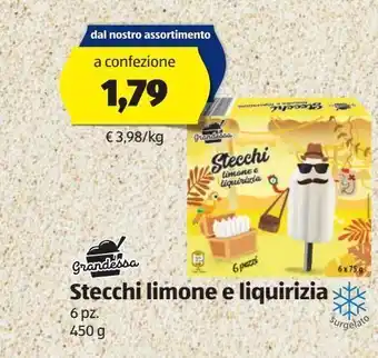 ALDI Grandessa stecchi limone e liquirizia 6 pz 450 g offerta