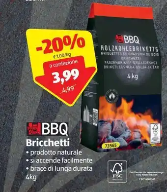 Bbq  bricchette prodotto anturale si accende facilmente brace di legna durata 4 kg