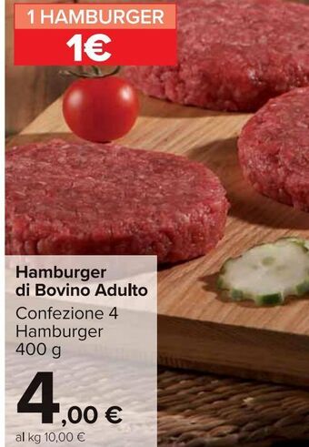 Carrefour Market Hamburger di Bovino Adulto 400 g offerta