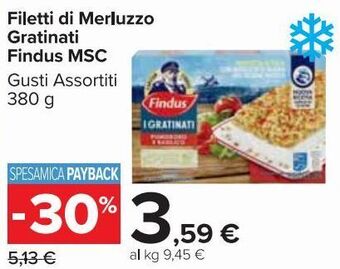 Carrefour Market Findus MSC Filetti di merluzzo gratinati 380 g offerta