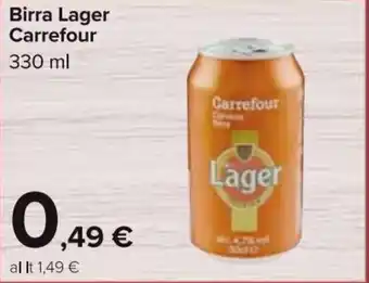 Carrefour Market Carrefour Lager Birra 330 ml offerta