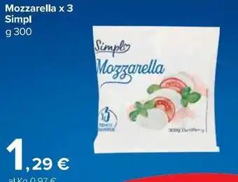 Carrefour Market Simply Mozzarella x3 300 g offerta