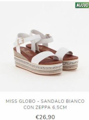 Globo Moda Miss Globo - Sandalo Bianco con Zeppa 6.5 cm offerta
