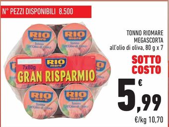 Conad City Rio Mare Tonno megascorta 80 g x 7 offerta