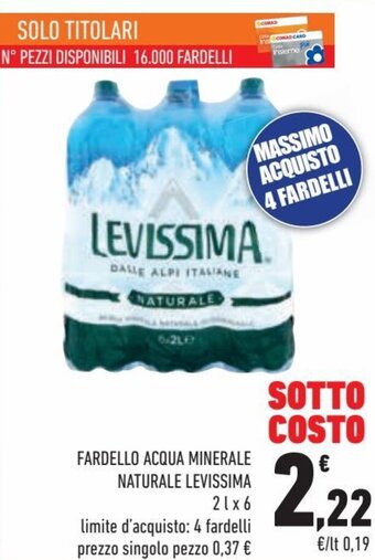 Conad City Levissima Fardello acqua minerale naturale 2 l x 6 offerta