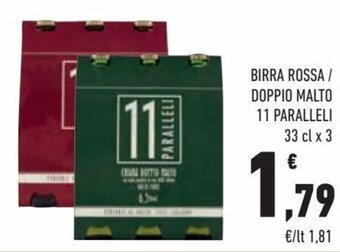 11 Paralleli Birra rossa / doppio malto 33 cl x 3