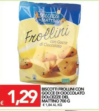TuoDi Dolcezze del Mattino Biscotti Frollini con Gocce di Cioccolato 700g offerta