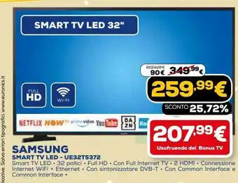 Euronics Samsung smart tv led - ue32t5372 offerta
