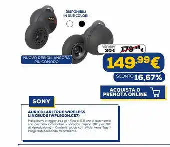Euronics Auricolari true wireless linkbuds (wfl900h.ce7) offerta