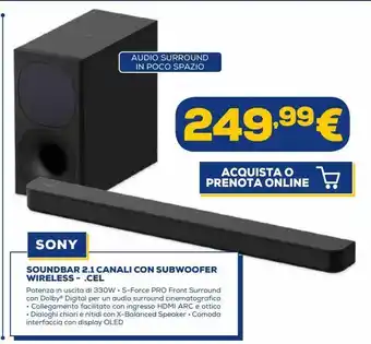 Euronics Soundbar 2.1 canali con subwoofer wireless - .cel offerta