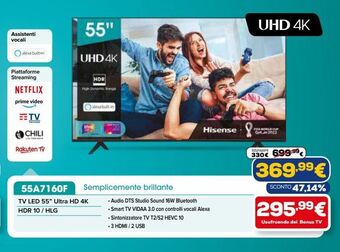 Euronics Tv led 55" ultra hd 4k offerta